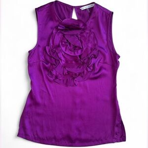 Trina Turk Silk Rosette Sleeveless Blouse – Size Small
